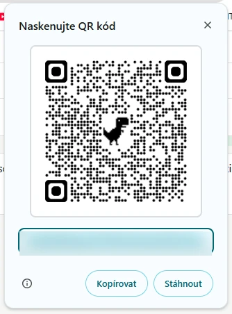 Dialog Chrome Naskenujte QR kód s QR kódem stránky agenta